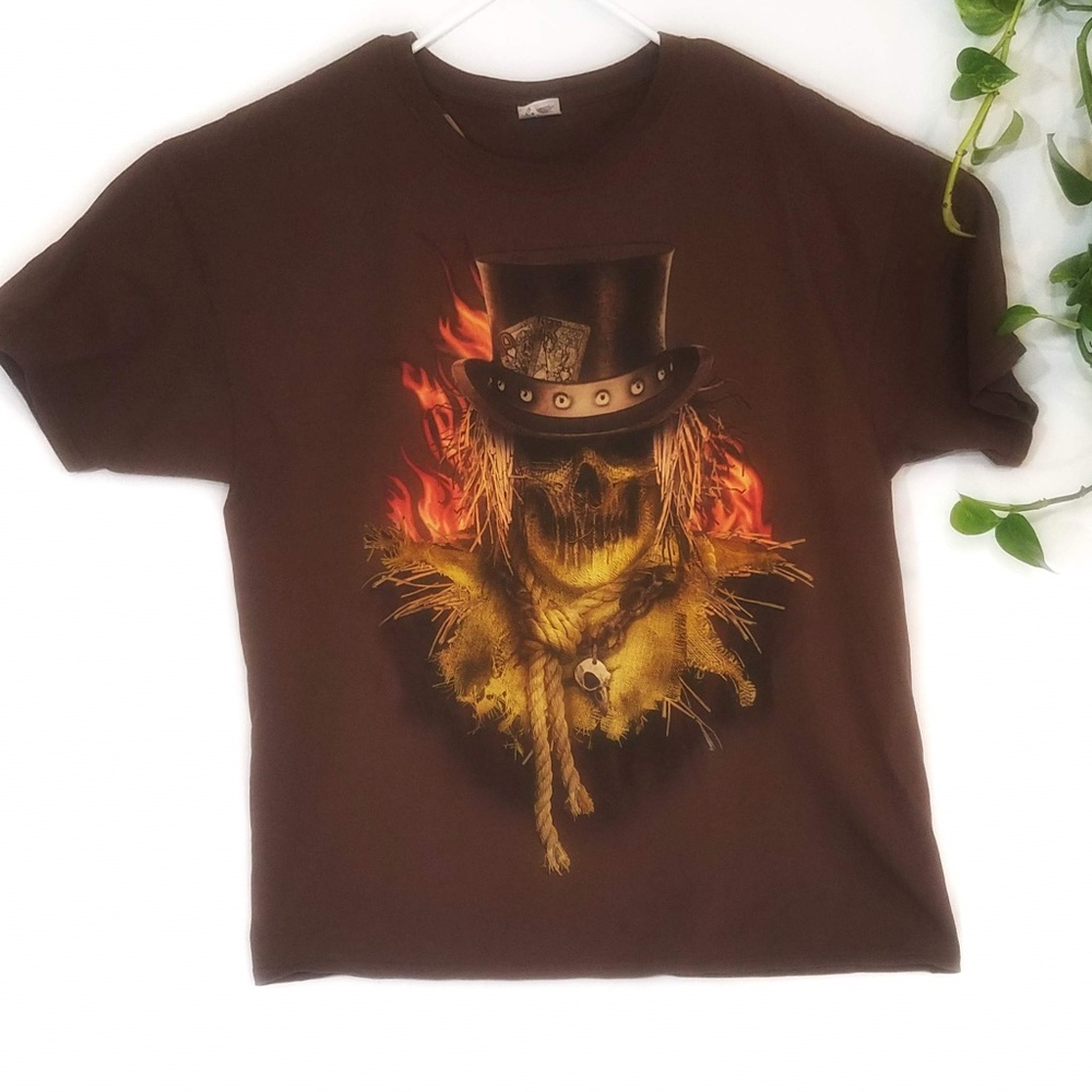 **SOLD** Men's Skull and Flames Graphic T Shirt